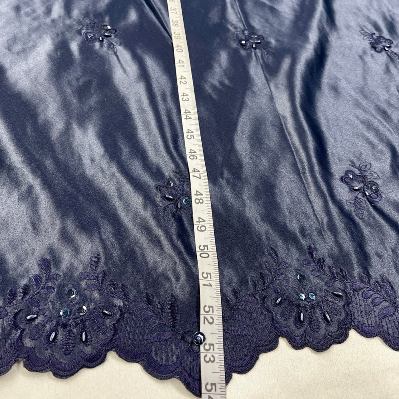 1 Yard - Beaded Bridal Lace Fabric Embroidered on 100% Polyester Satin - Ivory with Gold - 54" | Lace USA - 30108S-BP